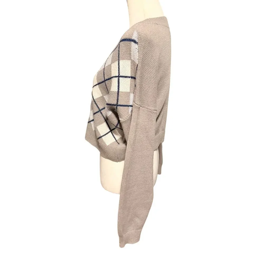 Hollister Crop Cardigan Medium Gray Blue White